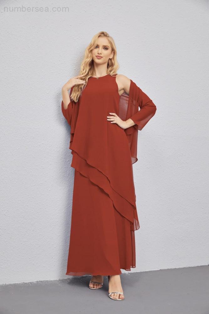 Abito da Sposa Madre con Cardigan Leggero Aperto Davanti Abito da Cerimonia Elegante 28081