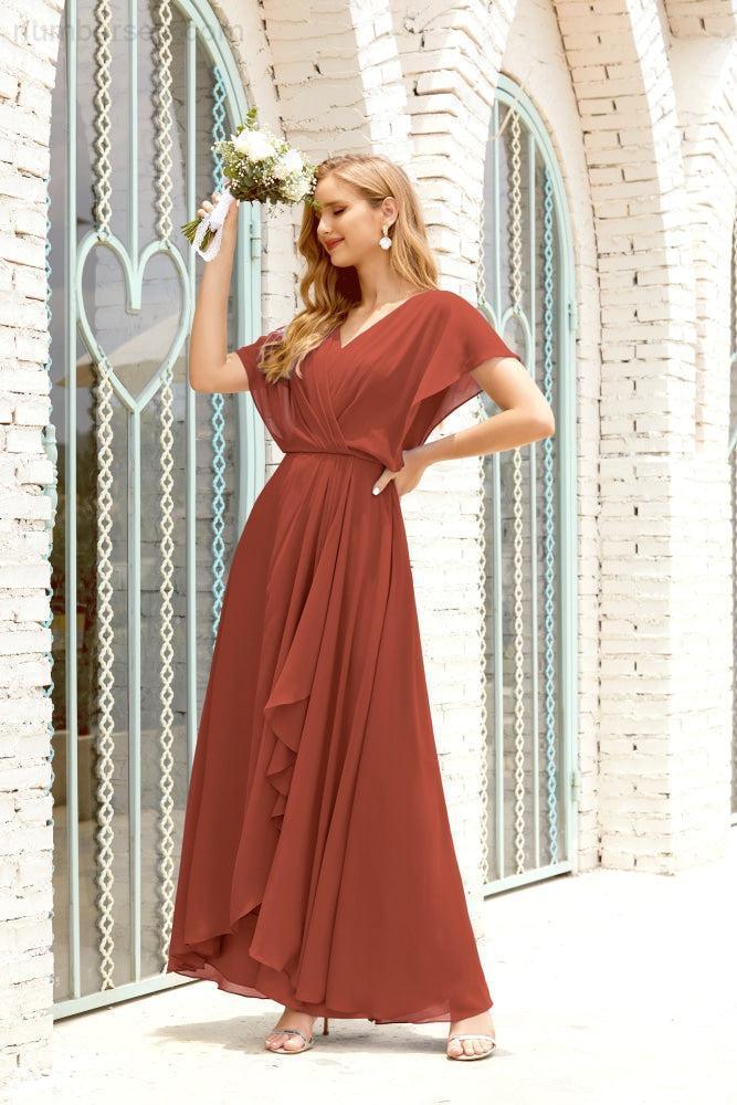 Mother of The Bride Dresses Plus Size V-Neck Floor Length Formal Prom Dress for Wedding Guest 28020