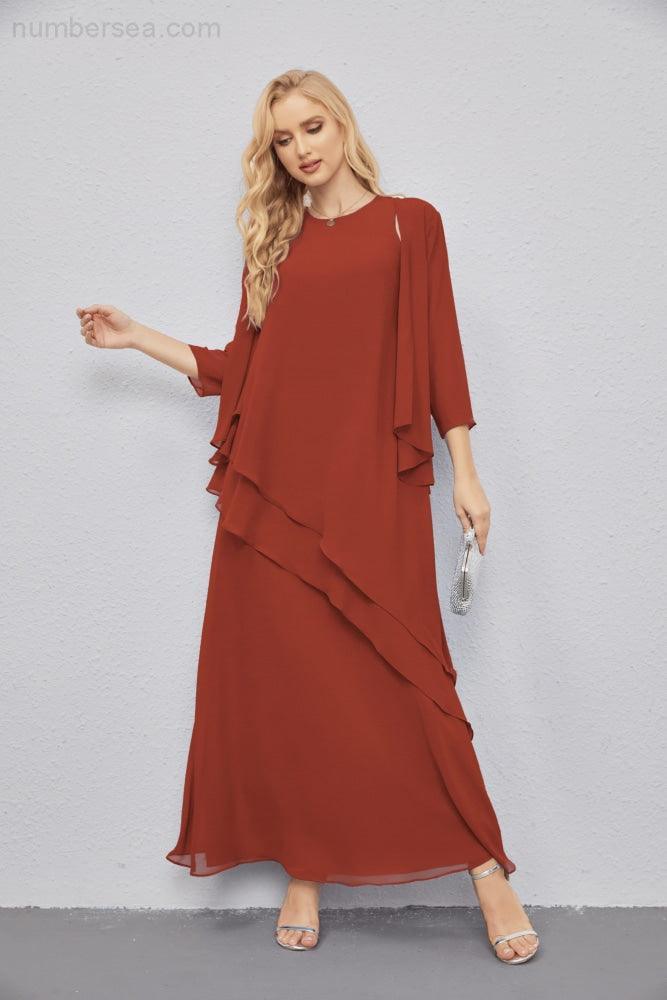 Abito da Sposa Madre con Cardigan Leggero Aperto Davanti Abito da Cerimonia Elegante 28081