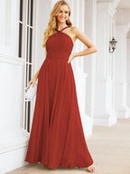 Crisscross Halter Bridesmaid Dresses for Party Wedding Evening Prom Maxi Ball Gowns 28053