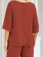 Numbersea Elegantes 2-teiliges Kleid für die Brautmutter Große Größen Hosenanzug mit Rüschenschichten Silberner Hausmantel 28064