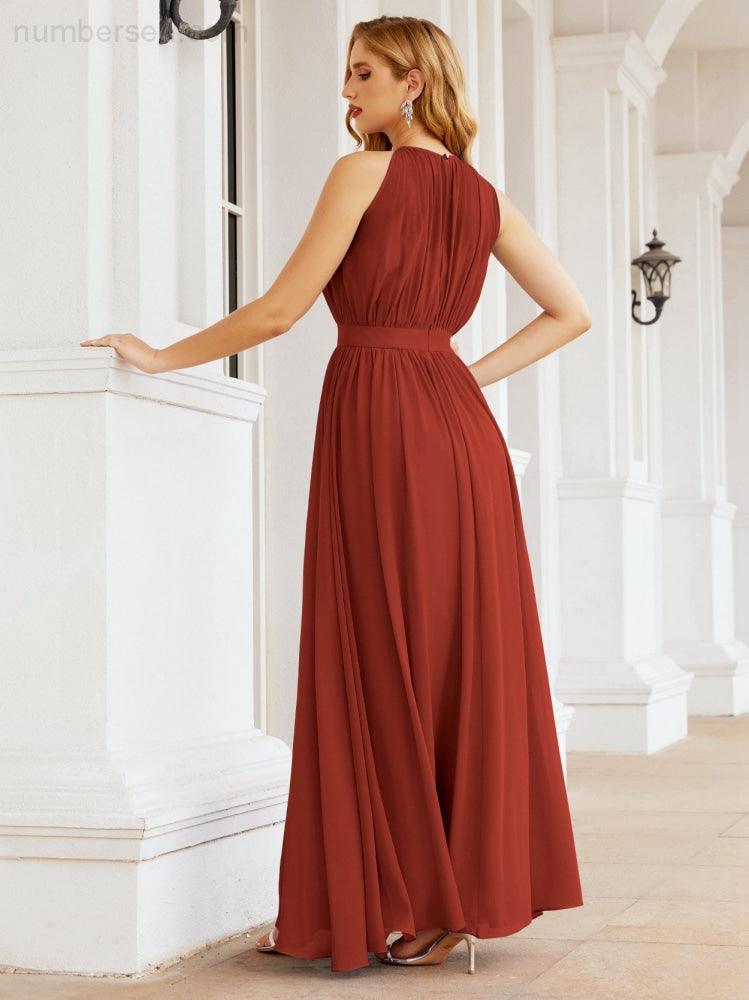 Vestido de Dama de Honra Numbersea com Alças, Cintura Império, Vestido Formal de Noite para Mãe da Noiva 28030