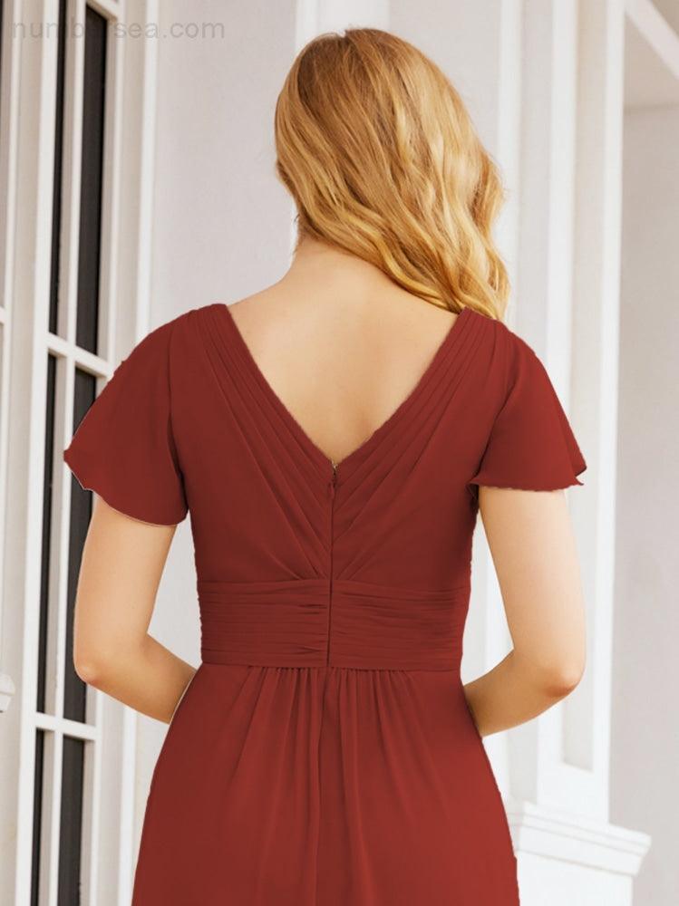 Vestidos de Baile Formais Numbersea para Mãe da Noiva com Mangas de Renda Vestido de Dama de Honra 28047