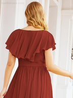 Bridesmaid Dresses with Flutter Sleeves Formal Evening Party Prom Gowns 28044