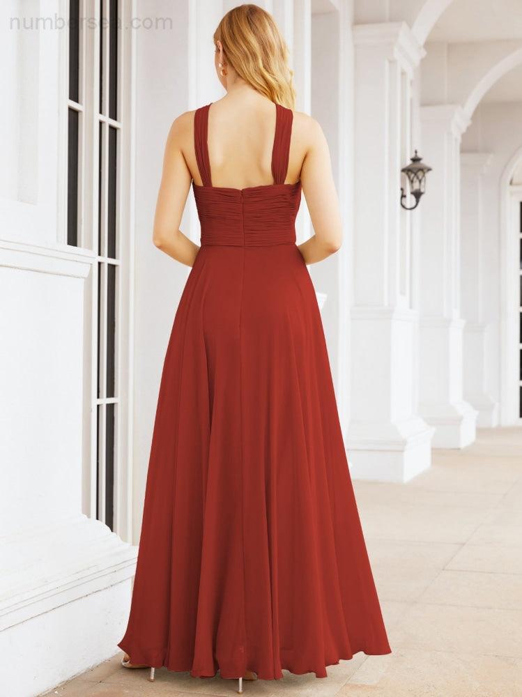 Crisscross Halter Bridesmaid Dresses for Party Wedding Evening Prom Maxi Ball Gowns 28053