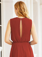 Sleeveless Long Bridesmaid Dress A line Formal Evening Prom Gown 28025