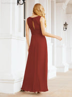 Formelles Ballkleid Elegantes ärmelloses Brautjungfernkleid mit V-Ausschnitt für Hochzeitsfeier 28037