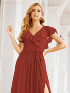 Bridesmaid Dresses with Flutter Sleeves Formal Evening Party Prom Gowns 28044