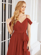 Numbersea Abito da Damigella in Chiffon con Spalle Scoperte, Abito Lungo Formale per Laurea con Schiena a Mantella 28069