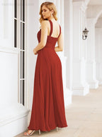 Crisscross Halter Bridesmaid Dresses for Party Wedding Evening Prom Maxi Ball Gowns 28053