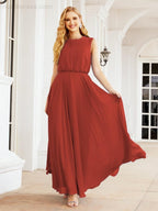 Sleeveless Long Bridesmaid Dress A line Formal Evening Prom Gown 28025