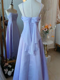 Elegant Purple Spaghetti Straps Prom Dress Fairy Formal Party Gown Evening Dress Y7554