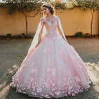 Vestido Rosa Dulce 16, Vestido de Gala Rosa con Flores 3D, Vestido de Princesa Rosa Y2337