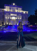 Vestido de noite sexy em linha A com racha Y6822