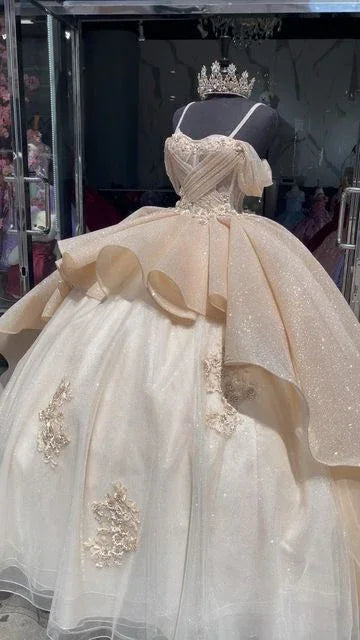 Luxury Quinceanera Dresses Applique Corset Ball Gown Prom Sweet 16 Dress Y4144