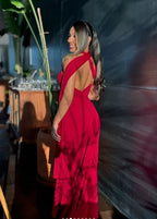 Vestido Comprido Justo para Baile de Finalistas Borgonha com Um Ombro Só Vestido de Noite Y8214