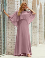 Bridesmaid Dress Women Long Sleeve V-Neck Chiffon Formal Wedding Party Dress 28018