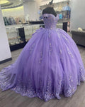 Vestido de baile com corpete lilás para Quinceañera mexicana, vestido de aniversário com rendas e apliques Y1476