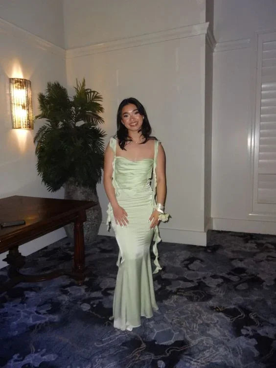 Vestido Elegante de Verão com Folhos, Fita e Costas Descobertas, Sexy para Mulher, Vestido de Noite Justo e Franzido, Y7390