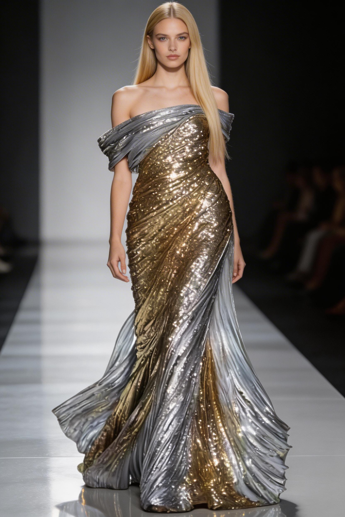 Sparkly Sequins Off The Shoulder Mermaid Evening Dress Long Prom Dress Y8393