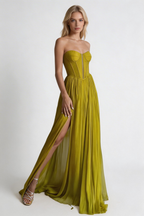 Beshinel Customized Strapless Side Split Chiffon Prom Gowns 2025 Exquisite Corset Evening Party Dresses Floor Length Ves