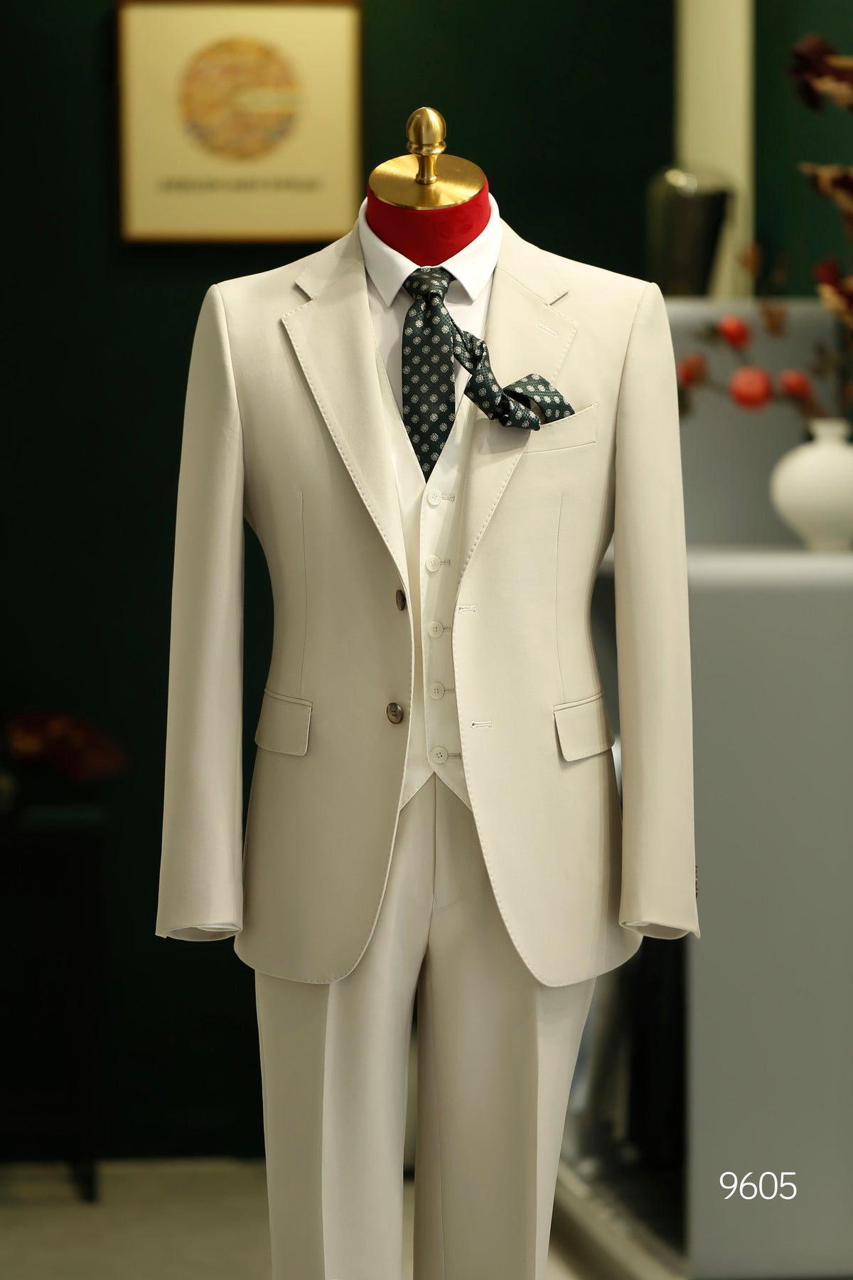 Cream Wool Three Piece Suit For Summer Weddings Tailored Groom