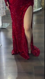 Sequin Strapless Long Mermaid Prom Dress With Split Detachable Sleeves