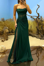 Sexy, trägerloses Abendkleid mit Rüschen und Pailletten (5 Farben) 
