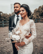 Bridal Lace Mermaid Wedding Dress With Long Sleeves On Sale