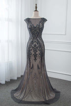 BMbridal Glamorous Jewel Black Mermaid Prom Dresses with Appliques Rhinestones