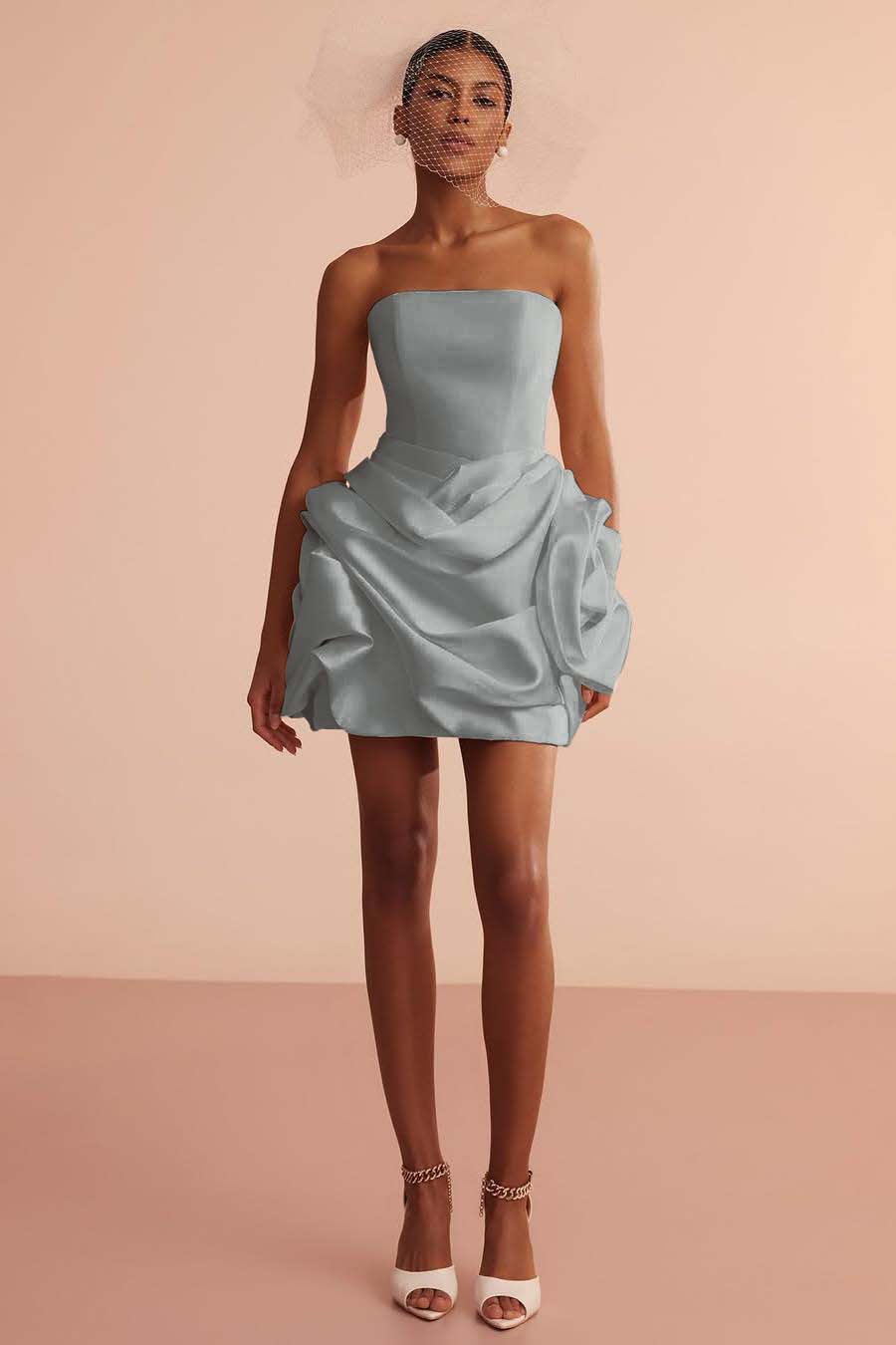 Glamorous Strapless Sleeveless Short Prom Dress With Pleated Skirt In 70 Colors