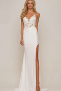 Spaghetti Strap Sleeveless Long Mermaid Prom Dress With Appliques Custom Colors