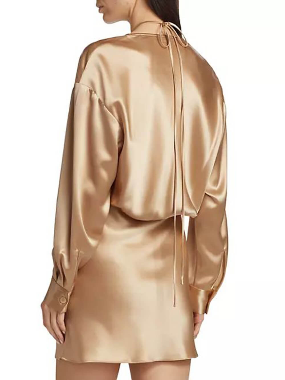 Zartes Minikleid aus Tela-Satin mit tiefem V-Ausschnitt und Riemchen 