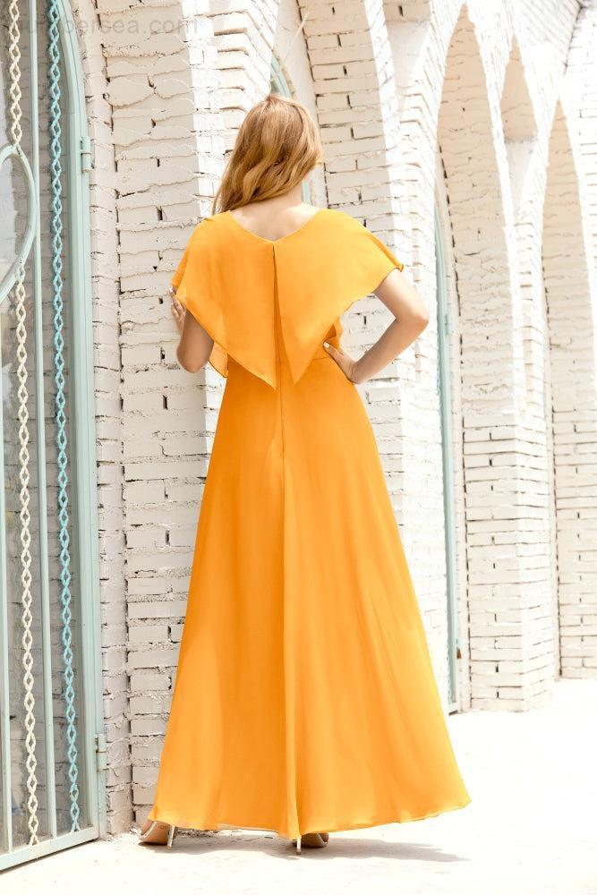 Mother of The Bride Dresses Plus Size V-Neck Floor Length Formal Prom Dress for Wedding Guest 28020
