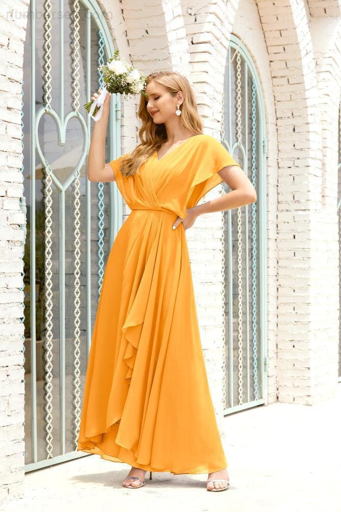 Mother of The Bride Dresses Plus Size V-Neck Floor Length Formal Prom Dress for Wedding Guest 28020