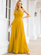 Crisscross Halter Bridesmaid Dresses for Party Wedding Evening Prom Maxi Ball Gowns 28053