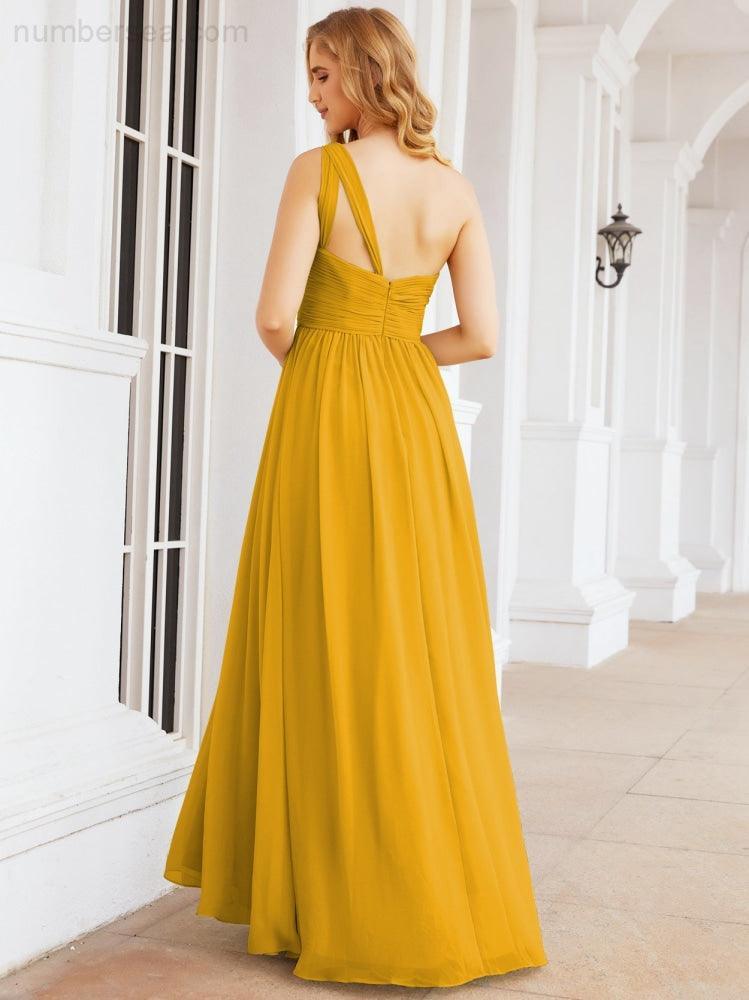 One Shoulder Bridesmaid Dresses Long Maxi Formal Evening Party Prom Gowns 28061