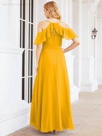 Cold Shoulder Long Bridesmaid Dresses Side Slit Formal Prom Gowns Party Wedding 28070