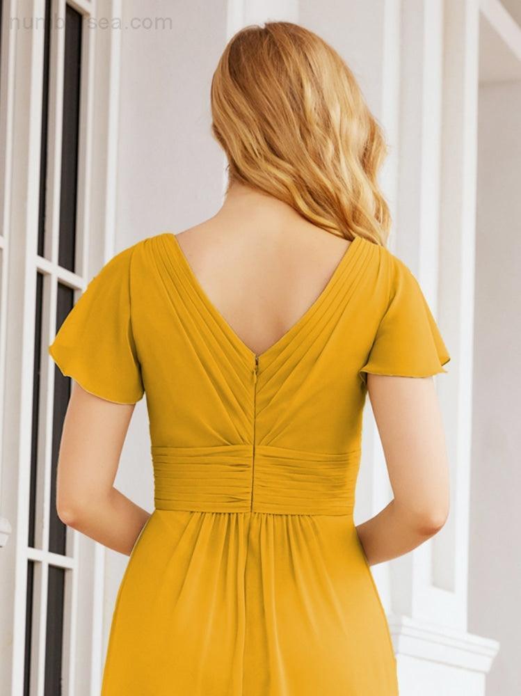 Vestidos de Baile Formais Numbersea para Mãe da Noiva com Mangas de Renda Vestido de Dama de Honra 28047