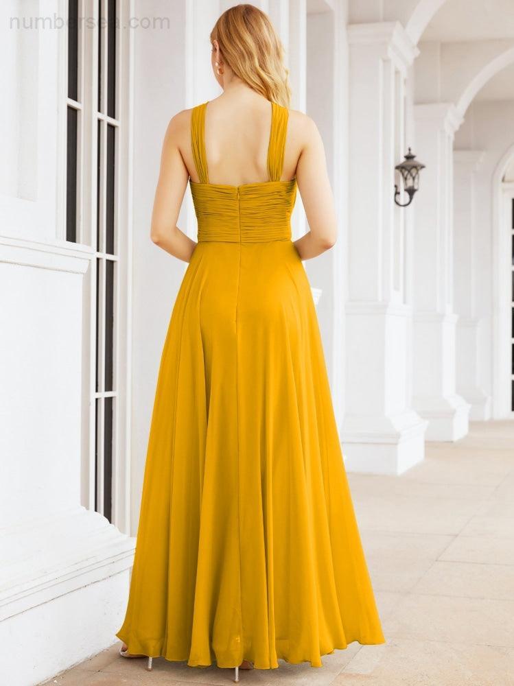 Crisscross Halter Bridesmaid Dresses for Party Wedding Evening Prom Maxi Ball Gowns 28053