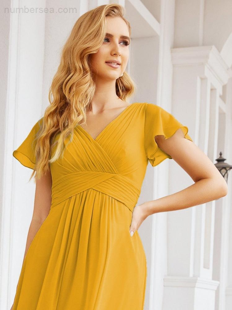 Vestidos de Baile Formais Numbersea para Mãe da Noiva com Mangas de Renda Vestido de Dama de Honra 28047
