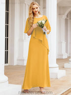 Numbersea Festliches Abendkleid Lang Mutter der Braut Kleid mit Rüschencape 28026