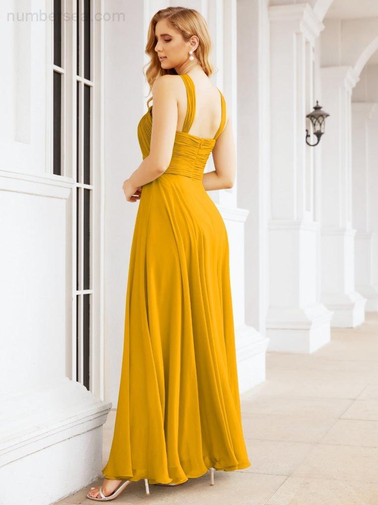 Crisscross Halter Bridesmaid Dresses for Party Wedding Evening Prom Maxi Ball Gowns 28053