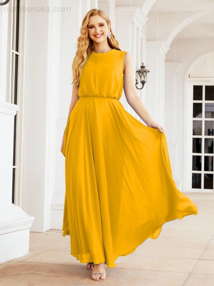 Sleeveless Long Bridesmaid Dress A line Formal Evening Prom Gown 28025