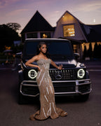 2026 Nude And Silver Luxury Prom Dress Hand Beaded Wheat Leaf Embroidery