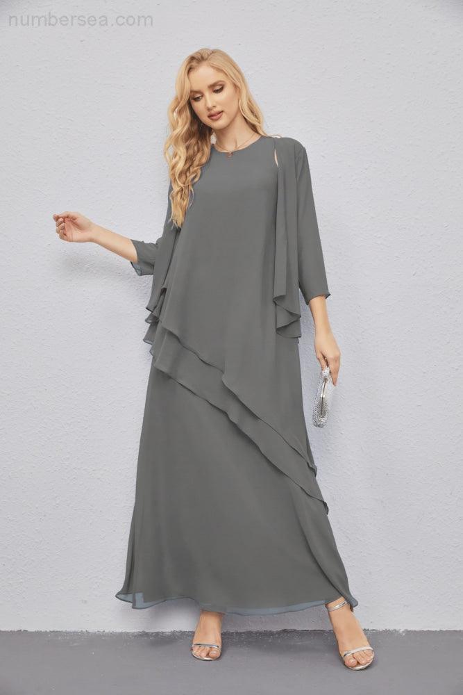 Abito da Sposa Madre con Cardigan Leggero Aperto Davanti Abito da Cerimonia Elegante 28081