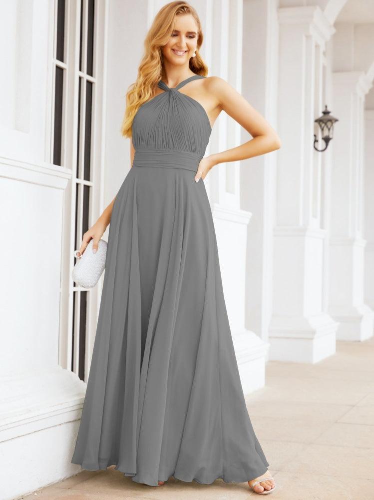 Crisscross Halter Bridesmaid Dresses for Party Wedding Evening Prom Maxi Ball Gowns 28053