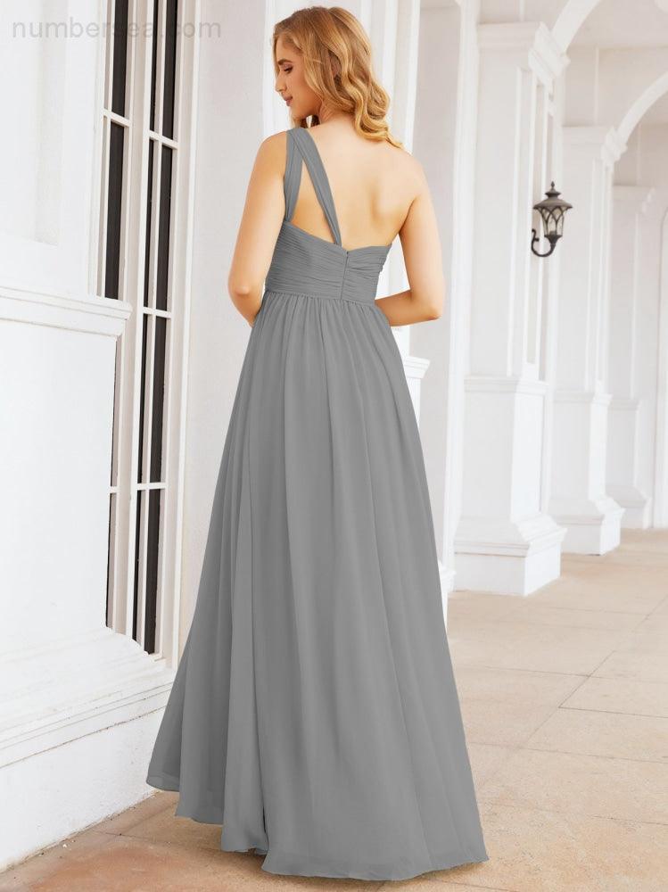 One Shoulder Bridesmaid Dresses Long Maxi Formal Evening Party Prom Gowns 28061