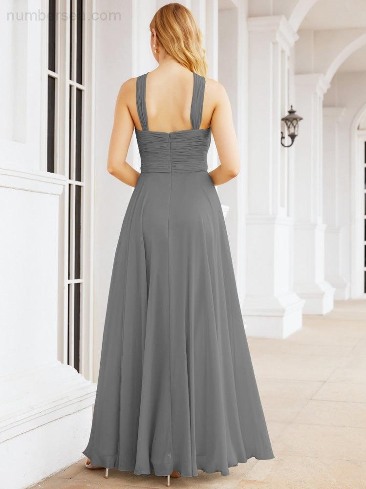 Crisscross Halter Bridesmaid Dresses for Party Wedding Evening Prom Maxi Ball Gowns 28053