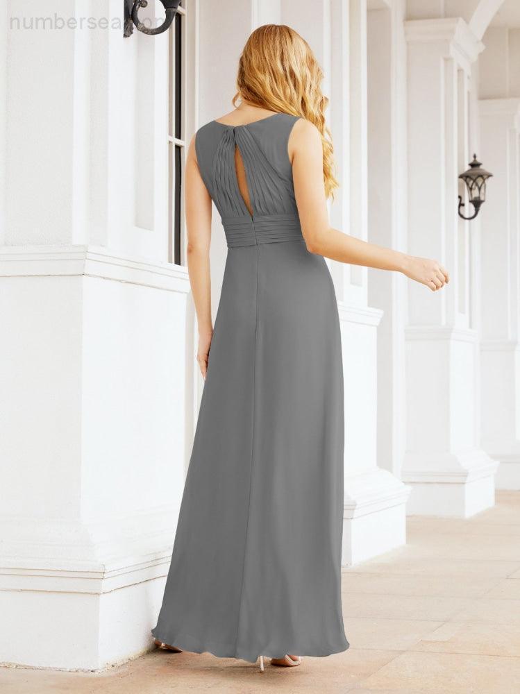 Formelles Ballkleid Elegantes ärmelloses Brautjungfernkleid mit V-Ausschnitt für Hochzeitsfeier 28037